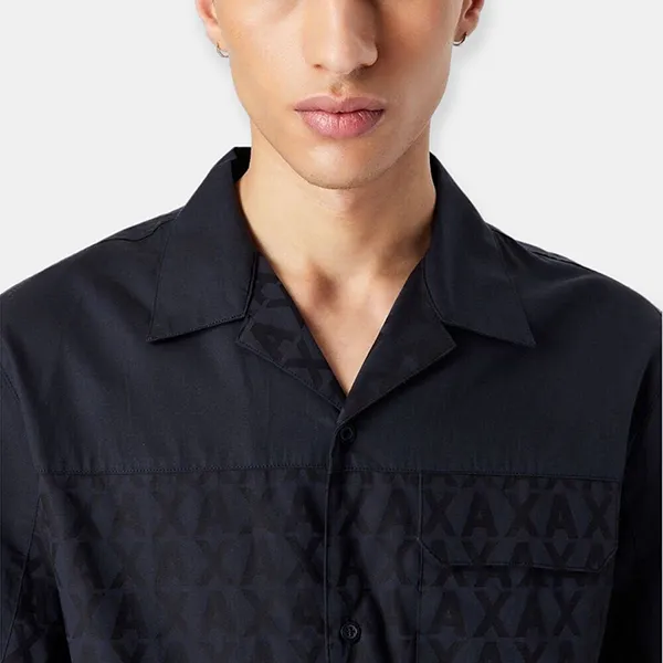 Áo Sơ Mi Nam Armani Exchange Stretch Cotton Jacquard All Over Logo Shirt 3RZCL2ZN1XZ85CN Màu Xanh Navy Size S - Thời trang - Vua Hàng Hiệu
