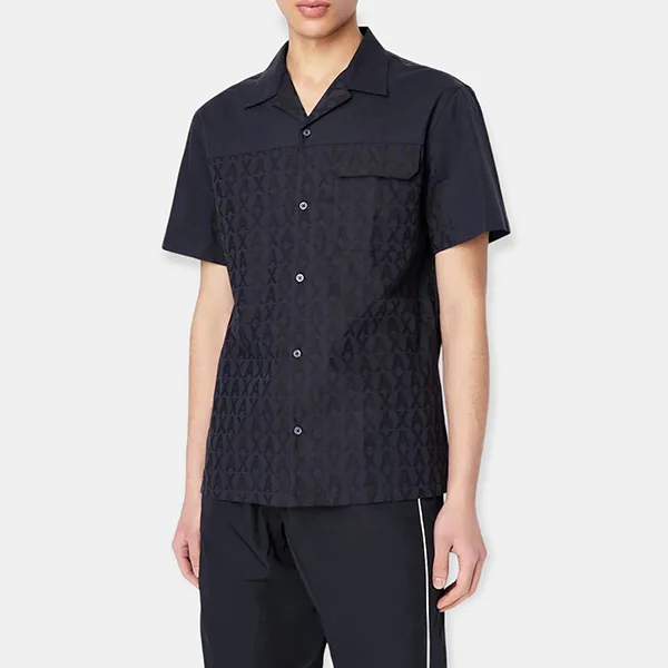 Áo Sơ Mi Nam Armani Exchange Stretch Cotton Jacquard All Over Logo Shirt 3RZCL2ZN1XZ85CN Màu Xanh Navy Size S - Thời trang - Vua Hàng Hiệu