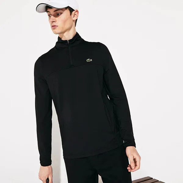 Áo Thun Dài Tay Nam Lacoste Sport Stretch Zippered Collar Sweatshirt SH4806 031 Màu Đen Size 3 - Thời trang - Vua Hàng Hiệu