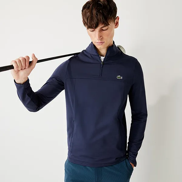 Áo Thun Dài Tay Nam Lacoste Sport Stretch Zip Midlayer Sweatshirt SH4806 166 Màu Xanh Navy Size 2 - Thời trang - Vua Hàng Hiệu