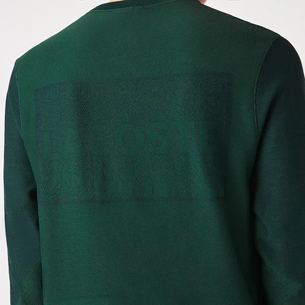 Áo Thun Dài Tay Nam Lacoste Men’s Crew Neck Texturized Crocodile Print Jacquard Sweatshirt SH4105-51-Y85 Màu Xanh Green Size M
