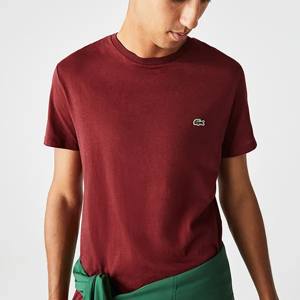 Áo Thun Nam Lacoste Men's Crew Neck Pima Cotton Jersey T-Shirt TH6709 ZS1 Màu Đỏ Thẫm Size 3