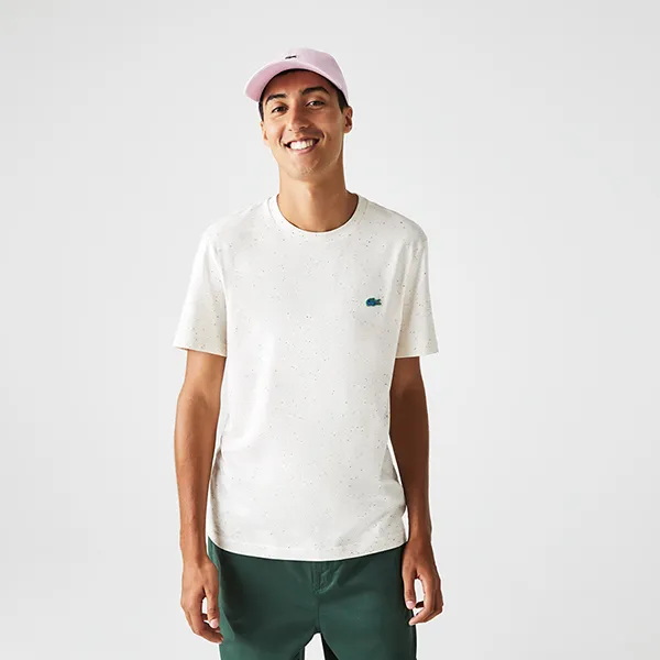 Áo Thun Nam Lacoste Men's Regular Fit Speckled Print Cotton Jersey T-Shirt TH1675 74A Màu Trắng Kem Size 4