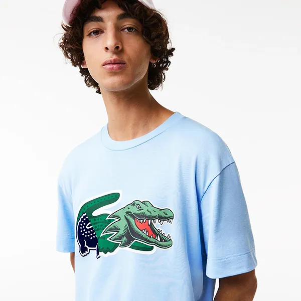 Áo Thun Nam Lacoste Men's Relaxed Fit Oversized Crocodile T-Shirt TH1410 LDM Màu Xanh Blue Size 3 - Thời trang - Vua Hàng Hiệu