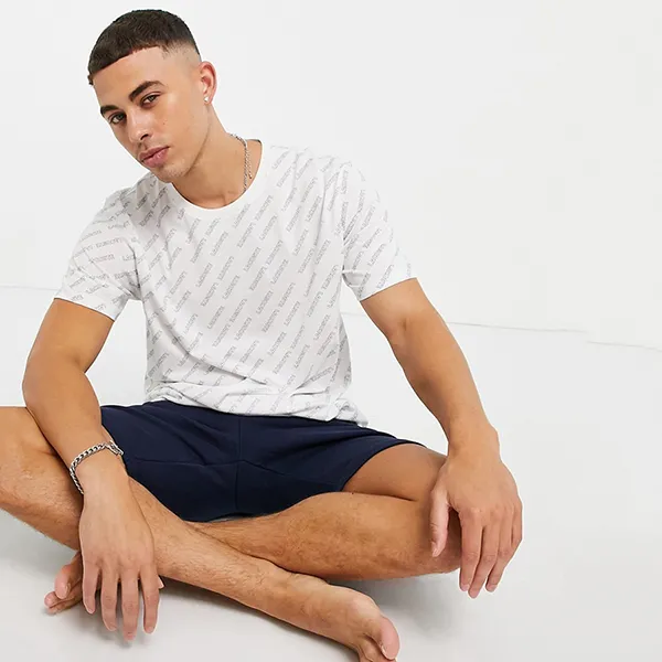 Áo Thun Nam Lacoste Repeated Logo Lounge T-Shirt TH1717 522 Màu Trắng Size M - Thời trang - Vua Hàng Hiệu