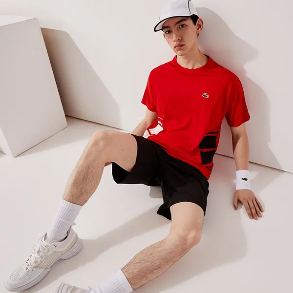 Áo Thun Nam Lacoste Sport Graphic Bands Crew Neck Piqué T-Shirt TH0857 Màu Đỏ Size 3 - Thời trang - Vua Hàng Hiệu
