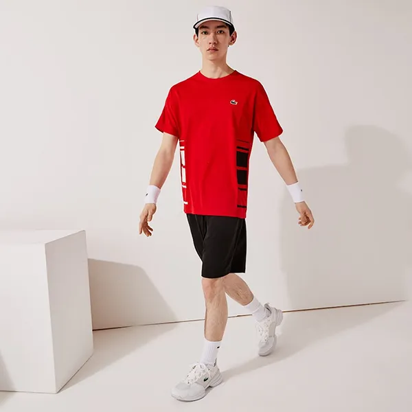 Áo Thun Nam Lacoste Sport Graphic Bands Crew Neck Piqué T-Shirt TH0857 Màu Đỏ Size 3 - Thời trang - Vua Hàng Hiệu