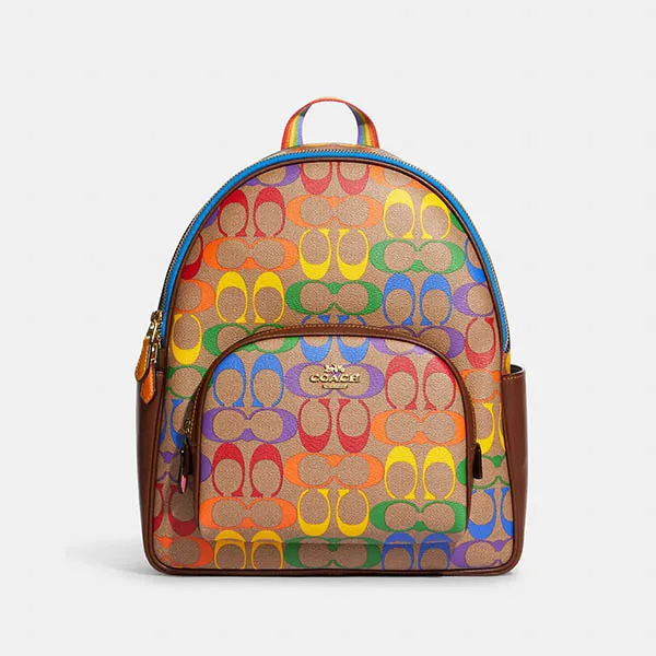 Balo Nữ Coach Court Backpack In Rainbow Signature Canvas CA140 Phối Màu - Túi xách - Vua Hàng Hiệu