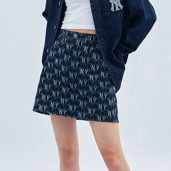 Chân Váy Nữ MLB Denim New York Yankeess 3FDSM0734-50NYD Màu Xanh Đậm - Thời trang - Vua Hàng Hiệu