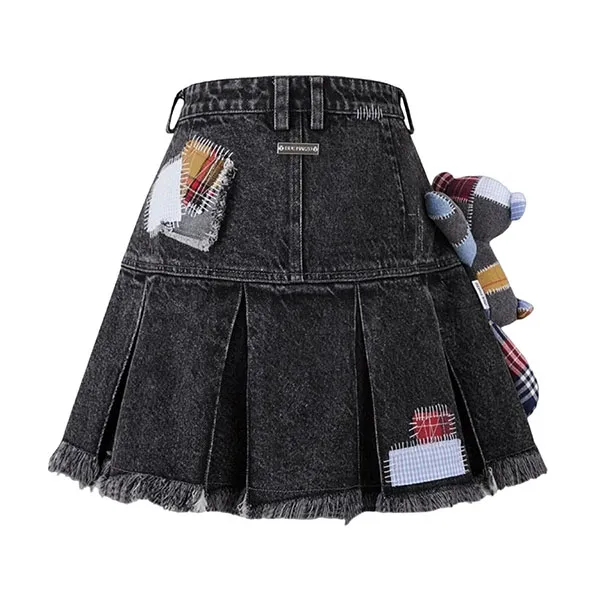 Chân Váy Nữ 13 De Marzo Black Bear Patch Suture Denim FR0057-0010 Màu Đen