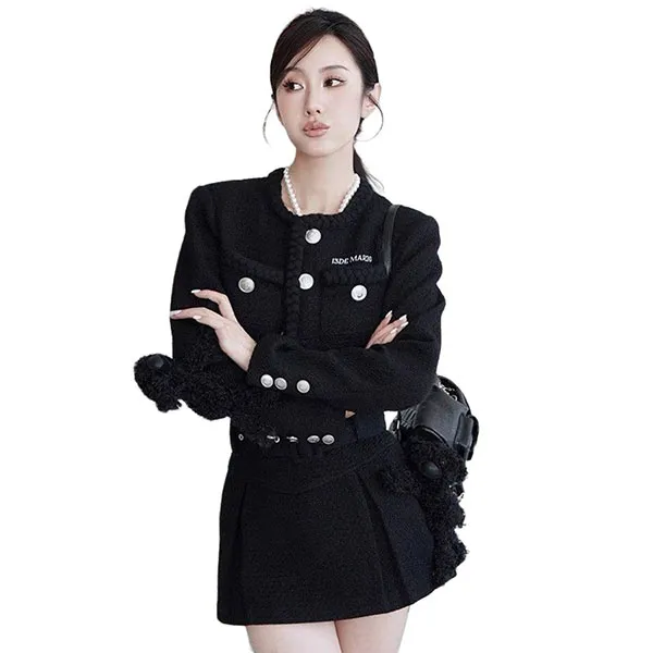 Chân Váy Nữ 13 De Marzo Black Belt Tweed FR0640-0010 Màu Đen