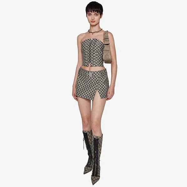 Chân Váy Nữ Misbhv Jacquard Logo Pattern With Metal Belt 3121W852 Màu Xám - Thời trang - Vua Hàng Hiệu