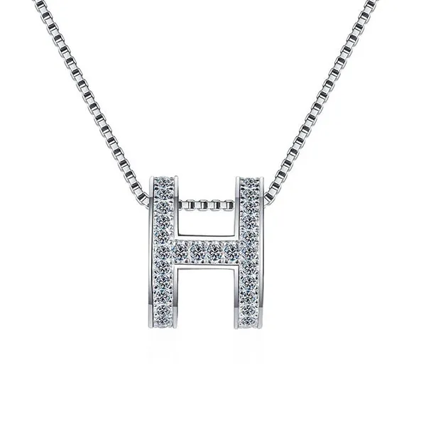 Dây Chuyền Nữ Lili Jewelry Bạc Nữ Đính Kim Cương Moissanite Kiểu Chữ H LILI_345449 Màu Bạc - Trang sức - Vua Hàng Hiệu