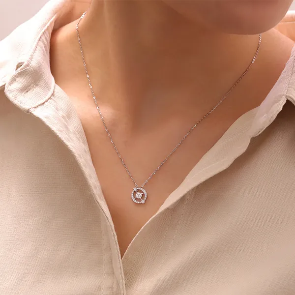 Dây Chuyền Nữ Morina Đính Đá Cao Cấp D4144 Vàng Trắng