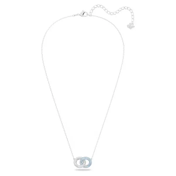 Dây Chuyền Nữ Swarovski Stone Necklace Pavé, Intertwined Circles, Blue, Rhodium Plated 5642883 Màu Bạc Xanh