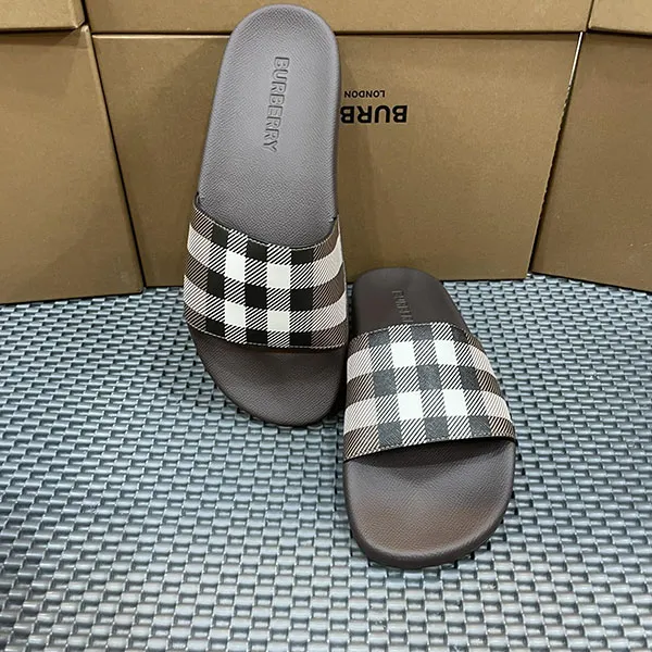 Dép Burberry Check Print Dark Birch 80481951 Brown Màu Nâu 40