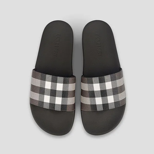 Dép Burberry Check Print Dark Birch 80481951 Brown Màu Nâu 40