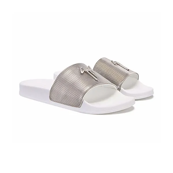 Dép Giuseppe Zanotti Brett Logo Plaque Slides Màu Trắng Bạc - Dép - Vua Hàng Hiệu