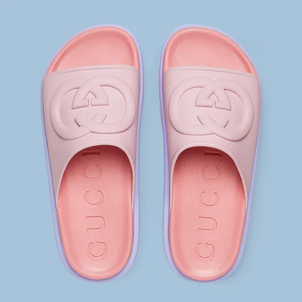 Dép Nữ Gucci Women's Slide Sandal With Interlocking G 692845 JF000 5823 Màu Hồng Tím Size 35 - 4