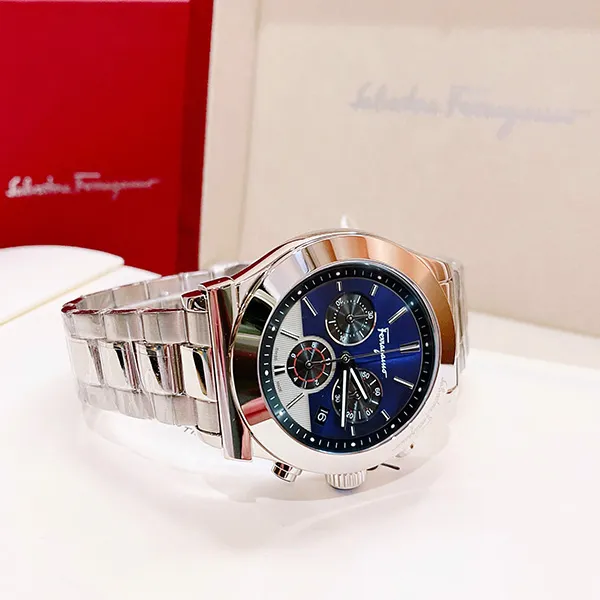 Đồng Hồ Nam Salvatore Ferragamo 1898 Sport Chronograph Bracelet Watch Metallic SFDK00318 Màu Xanh Bạc