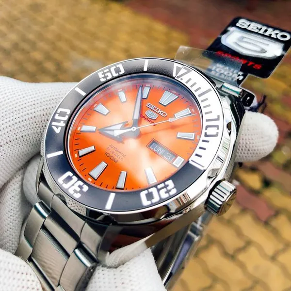 Đồng Hồ Nam Seiko 5 Sports Automatic SRPC55K Màu Cam Bạc