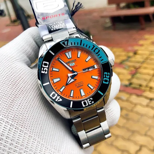 Đồng Hồ Nam Seiko 5 Sports Automatic SRPC55K Màu Cam Bạc