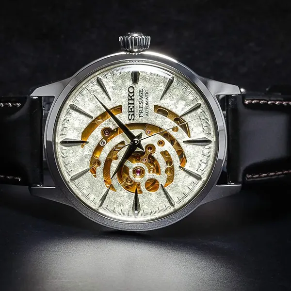 Đồng Hồ Nam Seiko Automatic Presage Cocktail Skeleton Time Star Bar Limited Editions SSA455J1 Màu Kem Đen