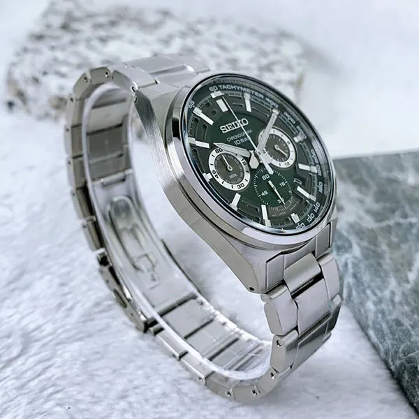 Đồng Hồ Nam Seiko Quartz SSB405P1 Chronograph Màu Xanh Bạc