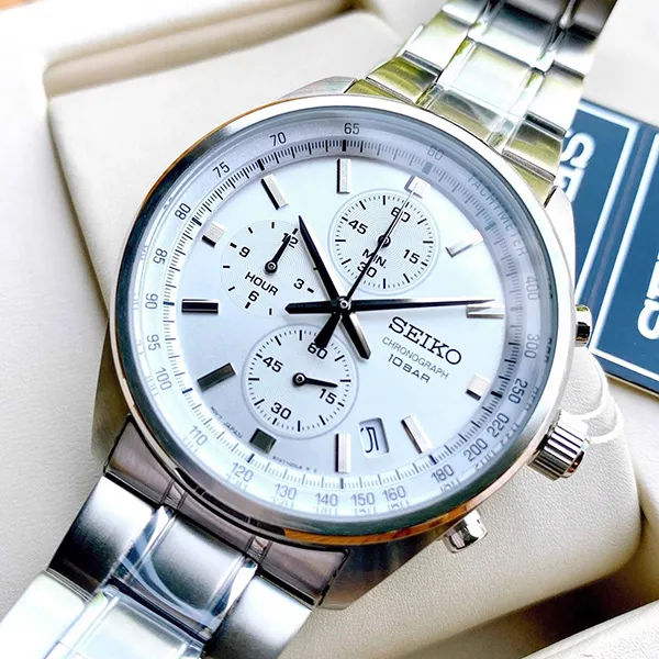 Đồng Hồ Nam Seiko Quartz SSB375P1 Màu Bạc Trắng