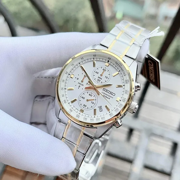 Đồng Hồ Nam Seiko Quartz SSB380 Màu Bạc Trắng
