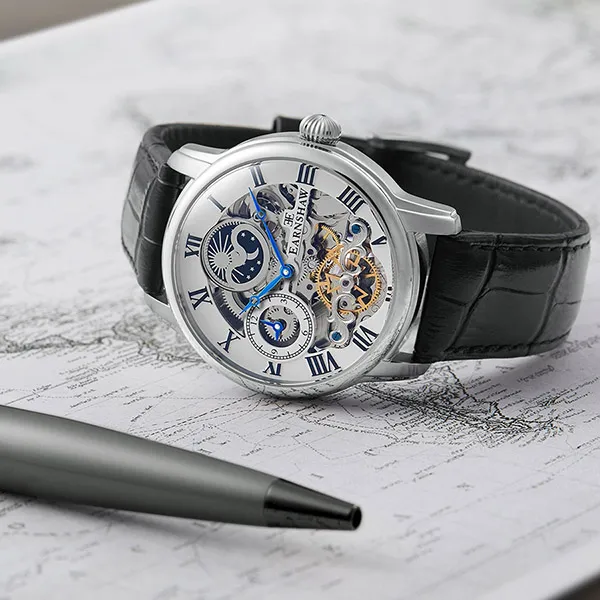 Đồng Hồ Nam Thomas Earnshaw Longitude Skeleton Automatic White Dial Men's Watch ES-8006-01 Màu Đen - Đồng hồ - Vua Hàng Hiệu