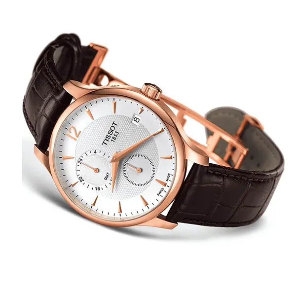 Đồng Hồ Nam Tissot Tradition GMT Rose Gold T063.639.36.037.00 Màu Nâu