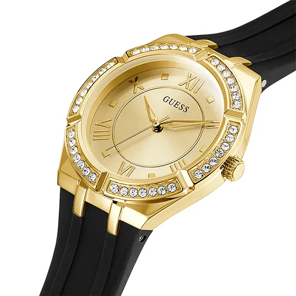 Đồng Hồ Nữ Guess Gold Tone Case Black Silicone Watch GW0034L1 Màu Đen/Vàng - Đồng hồ - Vua Hàng Hiệu