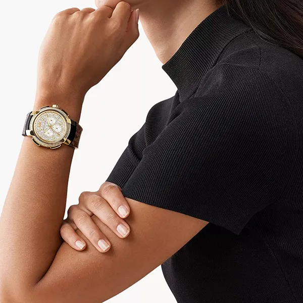 Đồng Hồ Nữ Michael Kors MK Oversized Pavé Chronograph Quartz Watch MK6948 Màu Nâu - Đồng hồ - Vua Hàng Hiệu