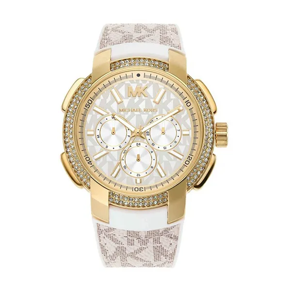 Đồng Hồ Nữ Michael Kors MK Oversized Pavé Chronograph Quartz Watch MK7221 Màu Trắng - Đồng hồ - Vua Hàng Hiệu