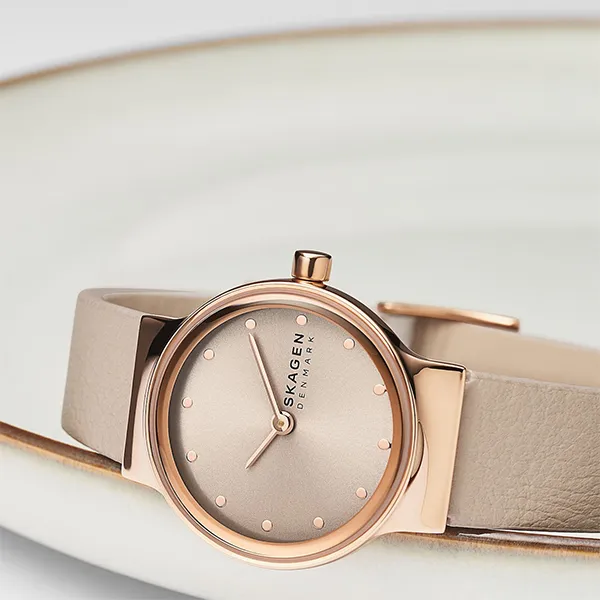 Đồng Hồ Nữ Skagen Freja Lille Two-Hand Greystone Leather Watch SKW3005 Màu Xám