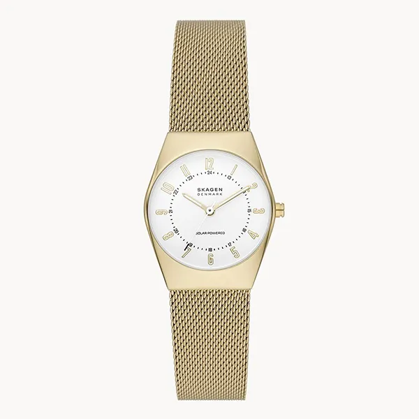 Đồng Hồ Nữ Skagen Grenen Lille Solar-Powered Gold Stainless Steel Mesh Watch SKW3077 Màu Vàng