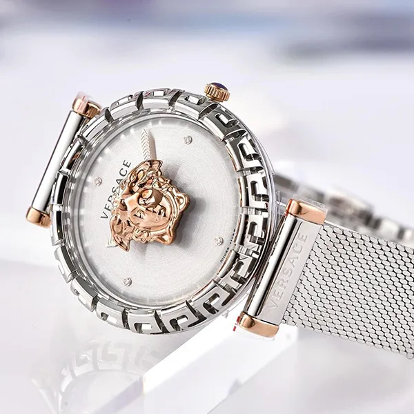Đồng Hồ Nữ Versace Palazzo Empire Greca Diamond Watch 36mm Màu Bạc
