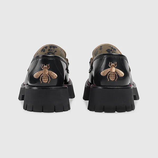 Giày Lười Nữ Gucci Women's Leather Lug Sole Loafer 577236 DS800 1000 Màu Đen - 4