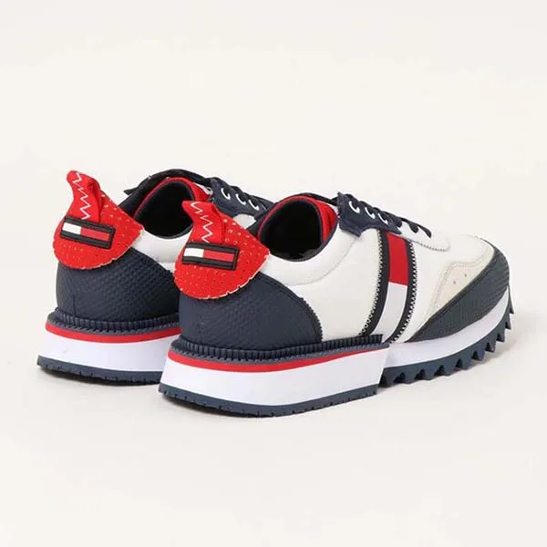 Giày Sneaker Nam Tommy Hilfiger Jeans Men's Em00618 White/Navy Black Half Shark Sole Màu Trắng Xanh