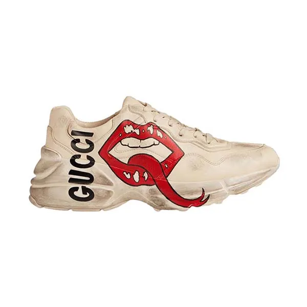 Giày Sneaker Nữ Gucci WMNS Rhyton Mouth Print 552093-A9L00-9522 Màu Trắng Đỏ Size 35.5 - Giày - Vua Hàng Hiệu