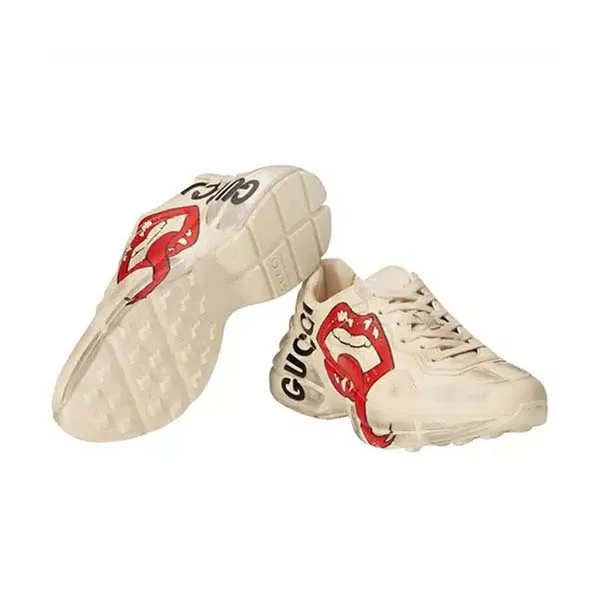 Giày Sneaker Nữ Gucci WMNS Rhyton Mouth Print 552093-A9L00-9522 Màu Trắng Đỏ Size 35.5 - Giày - Vua Hàng Hiệu