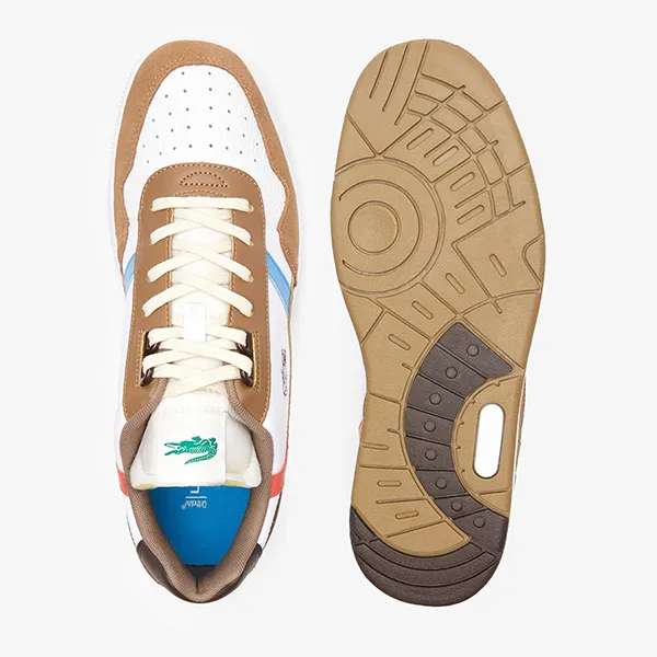 Giày Thể Thao Lacoste Men's Lacoste T-Clip Leather Tricolour Trainers 45SMA0086 Màu Nâu/Trắng Size 8