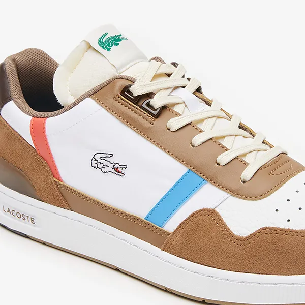 Giày Thể Thao Lacoste Men's Lacoste T-Clip Leather Tricolour Trainers 45SMA0086 Màu Nâu/Trắng Size 8