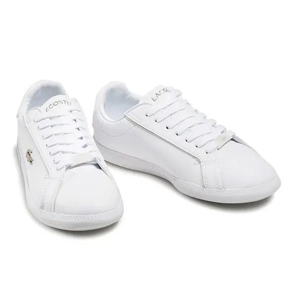 Giày Thể Thao Nữ Lacoste Women's Graduate Leather Metallic Detailing Trainers 41SFA0077 Màu Trắng - Giày - Vua Hàng Hiệu