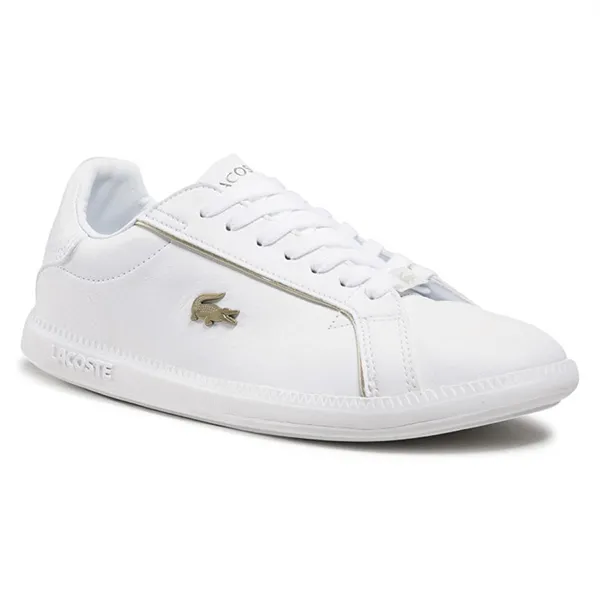 Giày Thể Thao Nữ Lacoste Women's Graduate Leather Metallic Detailing Trainers 41SFA0077 Màu Trắng - Giày - Vua Hàng Hiệu