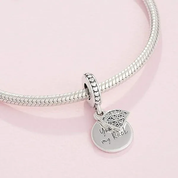 Hạt Vòng Charm Nữ Pandora Youre My Rock Silver Dangle With Clear Cubic Zirconia 798102CZ Màu Bạc
