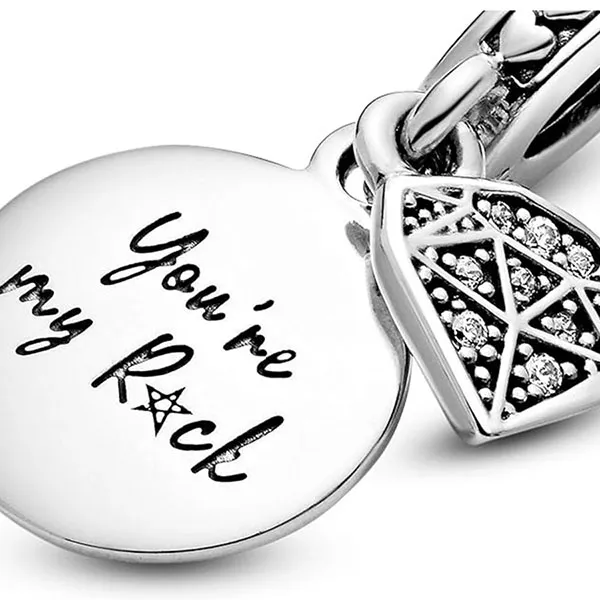 Hạt Vòng Charm Nữ Pandora Youre My Rock Silver Dangle With Clear Cubic Zirconia 798102CZ Màu Bạc