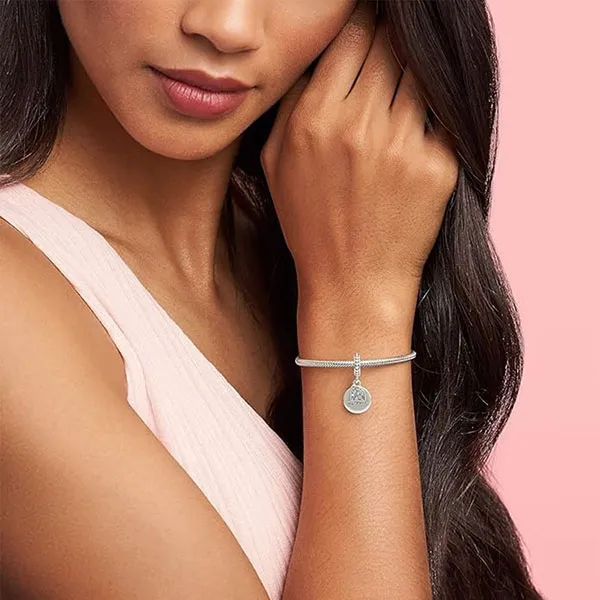 Hạt Vòng Charm Nữ Pandora Youre My Rock Silver Dangle With Clear Cubic Zirconia 798102CZ Màu Bạc
