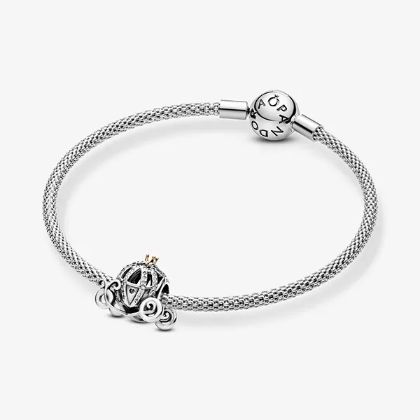 Hạt Vòng Charm Pandora Disney Cinderella's Pumpkin Coach Charm 791573CZ Màu Bạc
